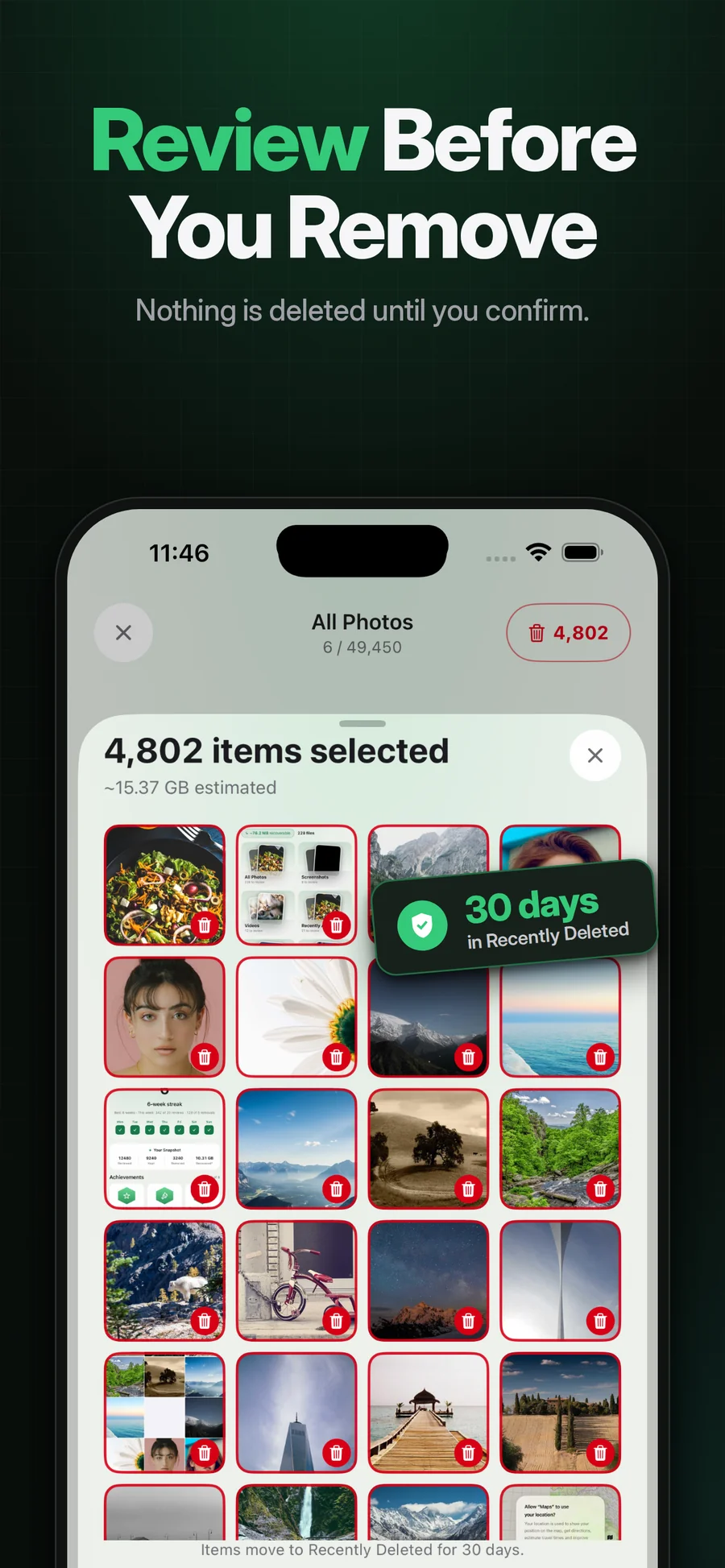 Real Pixtrim App Store image showing review before deletion